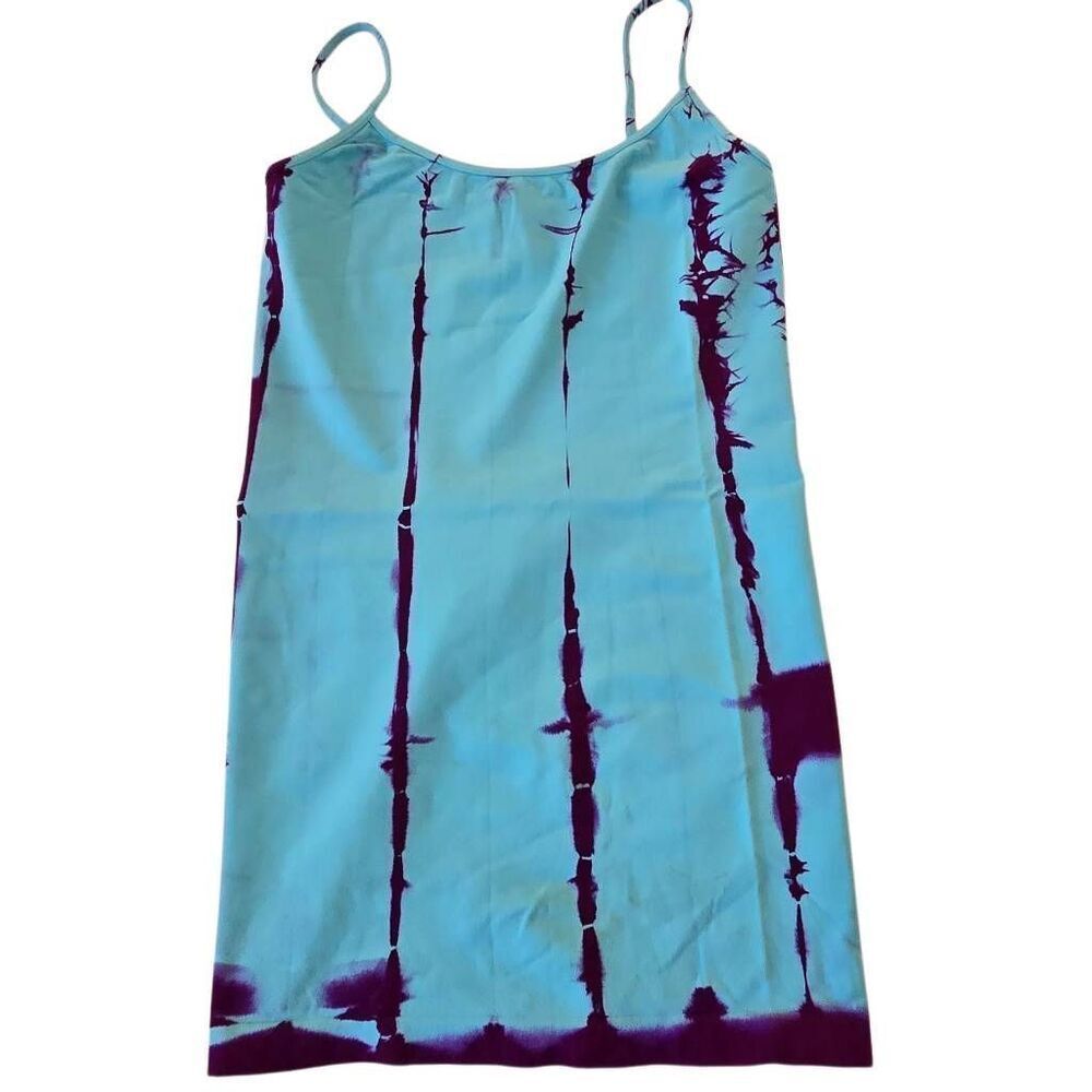 Luxe Junkie Womens Stripe Tie Dye Camisole Long Tank Top Turquoise Purple Small